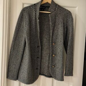 Elegant Black and White Herringbone Blazer